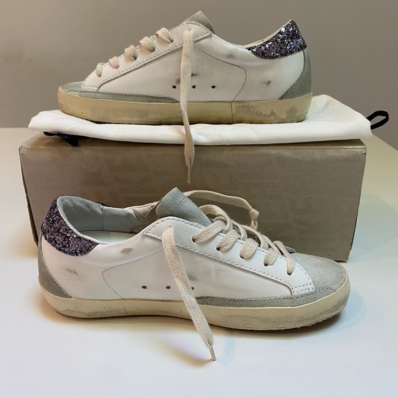 Golden Goose Superstar Sneaker White Leather/Ice/Gray/Glitter sz 36 New in Box - Picture 6 of 14